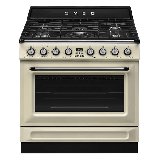 Smeg 90cm Victoria Freestanding Cooker 5 Burner/9 Functions - Cream