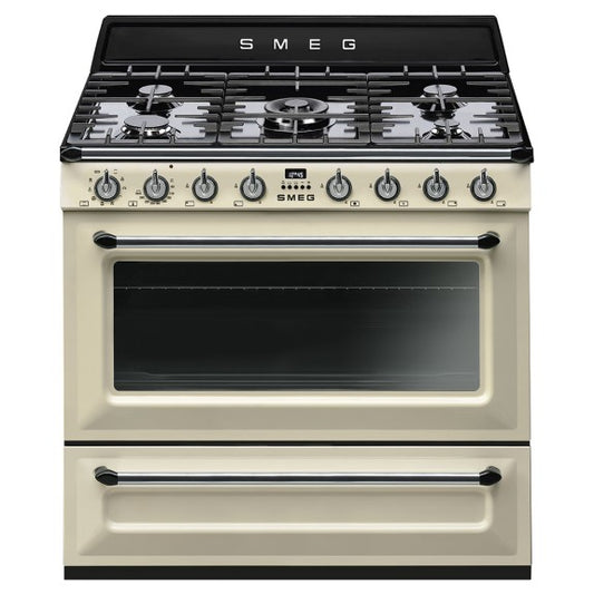 Smeg Victoria 90cm Dual Fuel Gas Hob Cooker - Panna Cream