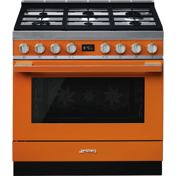 Smeg Portofino 90cm Duel Fuel Pyrolytic Cooker - Burnt Orange