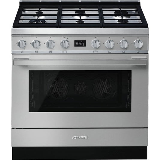 Smeg Portofino 90cm Dual Fuel Pyrolytic Cooker - Stainless Steel