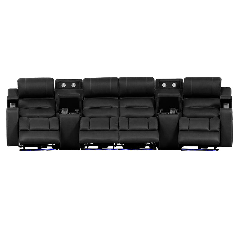 Spielberg 4 Seater Home Theatre Electric Recliner Fabric Lounge - Jet