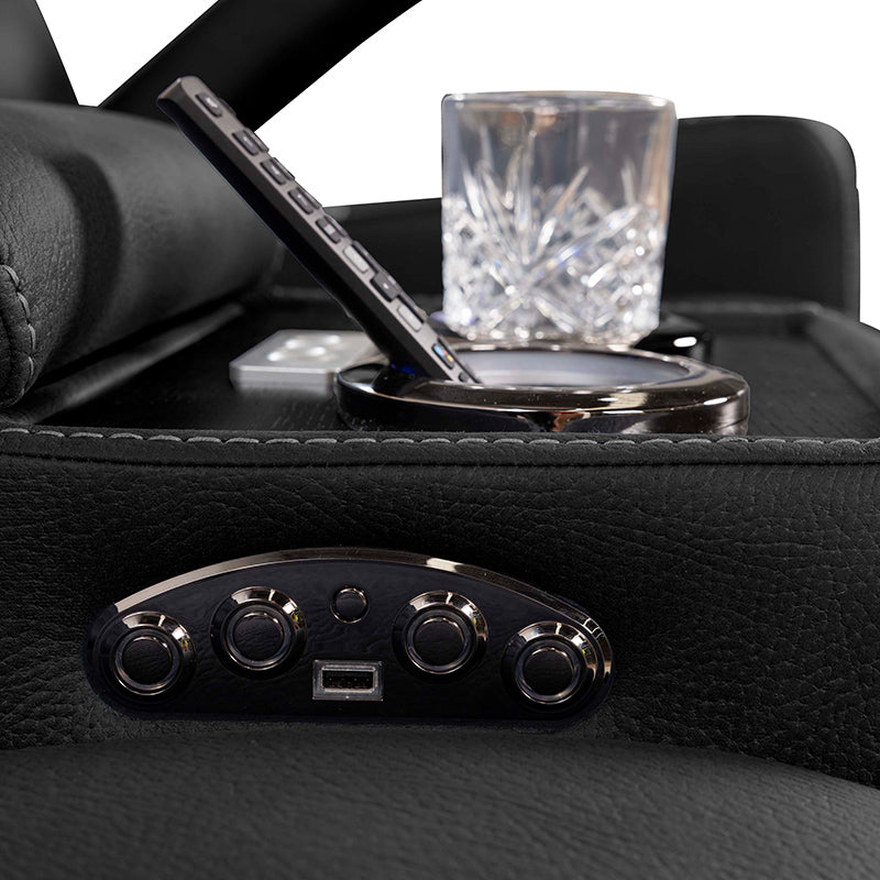 Spielberg 4 Seater Home Theatre Electric Recliner Fabric Lounge - Jet