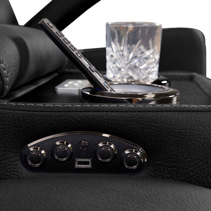 Spielberg 4 Seater Home Theatre Electric Recliner Fabric Lounge - Jet