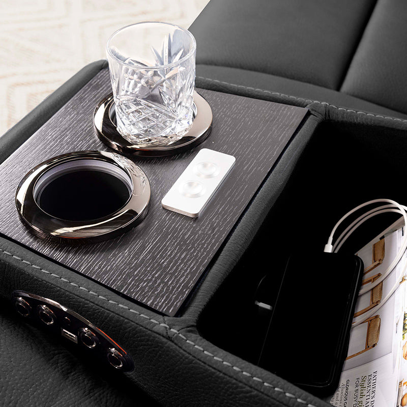 Spielberg 4 Seater Home Theatre Electric Recliner Fabric Lounge - Jet