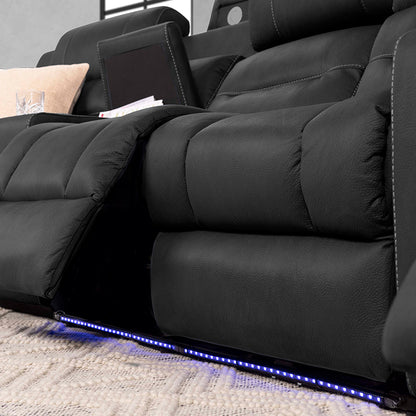Spielberg 4 Seater Home Theatre Electric Recliner Fabric Lounge - Jet