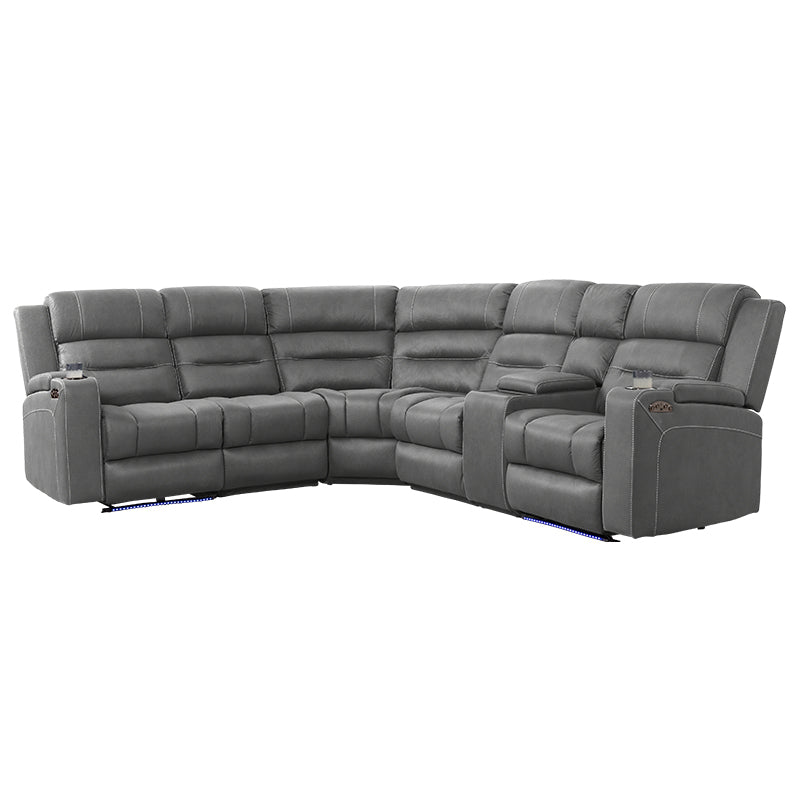 Spielberg 5 Seater Corner Fabric Recliner Lounge - Ash