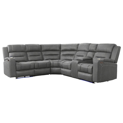 Spielberg 5 Seater Corner Fabric Recliner Lounge - Ash