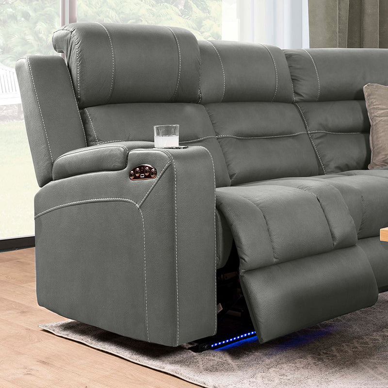 Spielberg 5 Seater Corner Fabric Recliner Lounge - Ash
