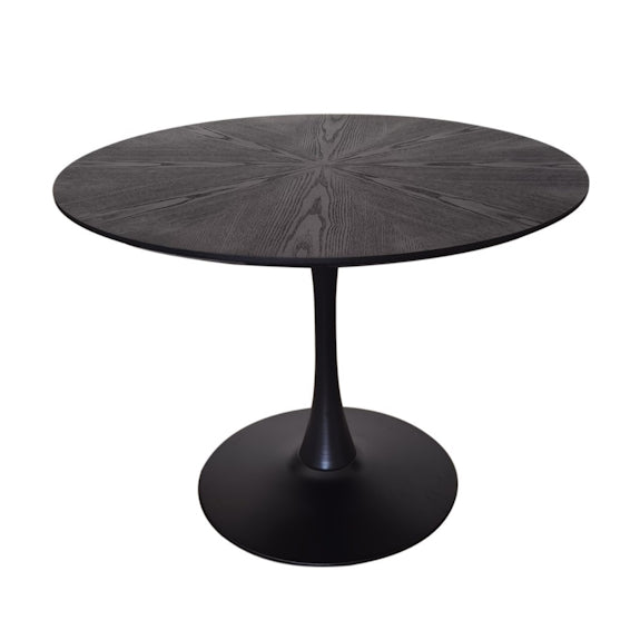 Spin 100cm Round Timber Dining Table - Black