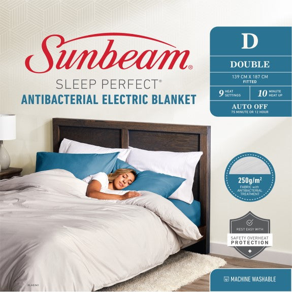 Sunbeam Sleep Perfect Antibacterial Fitted Electric Blanket - Double
