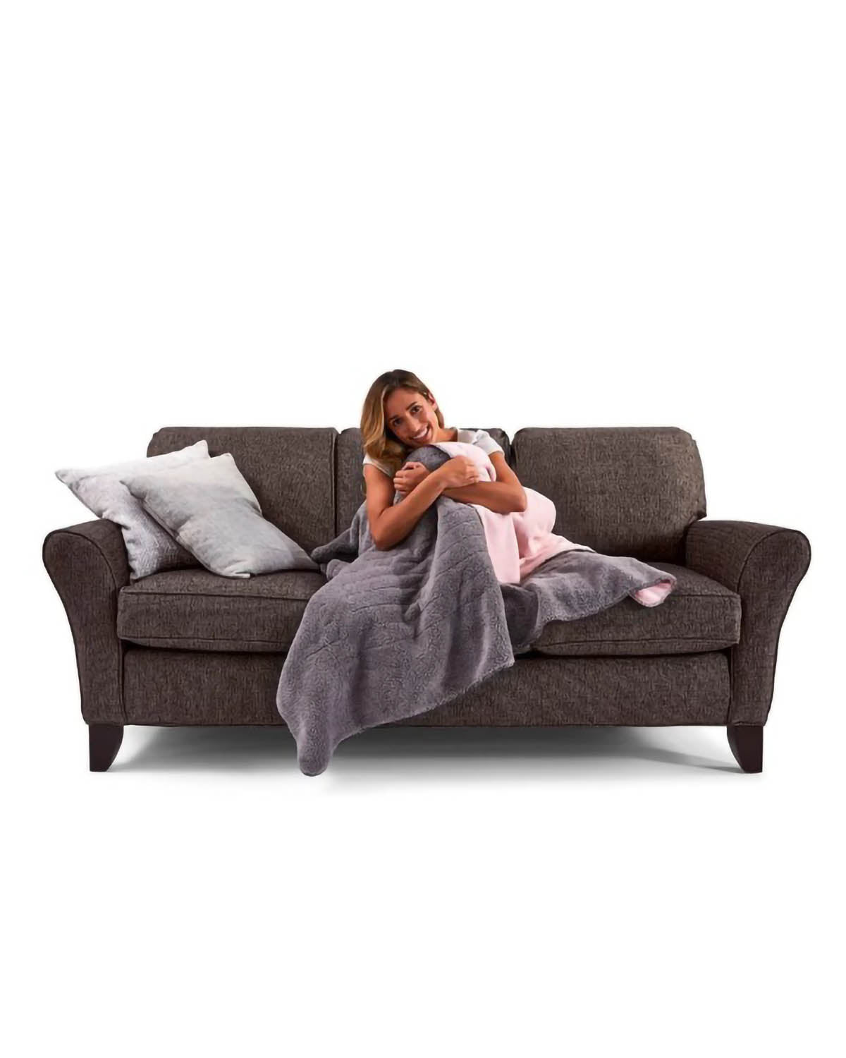 Sunbeam Feel Perfect Snug & Cosy Reversible Heated Throw - Grey/Pink