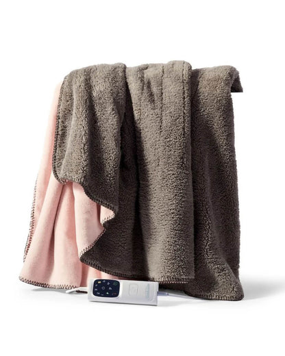 Sunbeam Feel Perfect Snug & Cosy Reversible Heated Throw - Grey/Pink