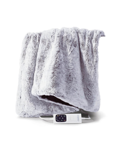 Sunbeam Feel Perfect Faux Fur Heated Throw - Grey