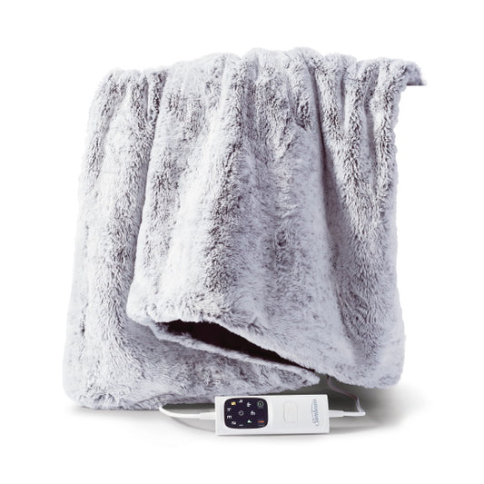 Sunbeam Feel Perfect Faux Fur Heated Throw - Grey
