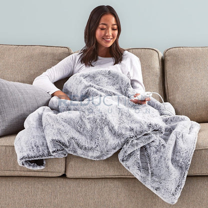 Sunbeam Feel Perfect Faux Fur Heated Throw - Grey