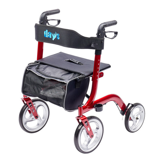 Days Mobility SuperLite Deluxe 4 Wheel Rollator - Red