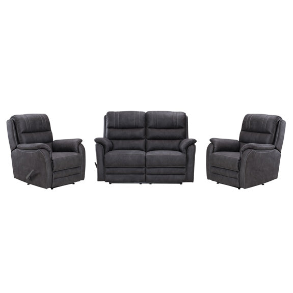 Terence 2 Seater Fabric Recliner Sofa - Charcoal