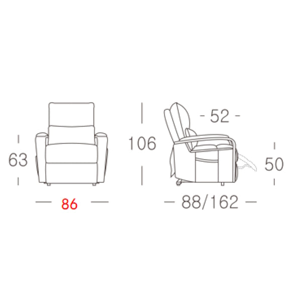 Treviso Lift & Recline Leather Armchair - Taupe