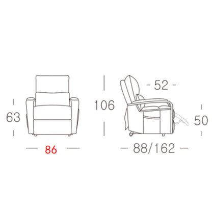 Treviso Lift & Recline Leather Armchair - Taupe