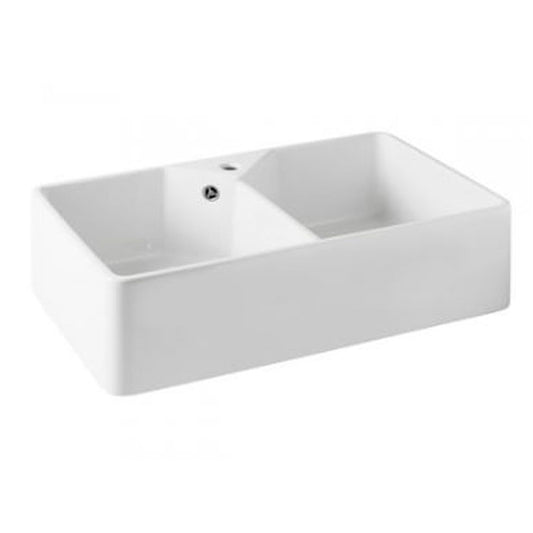 Turner Hastings Chester Fireclay Double Butler Sink - Gloss White