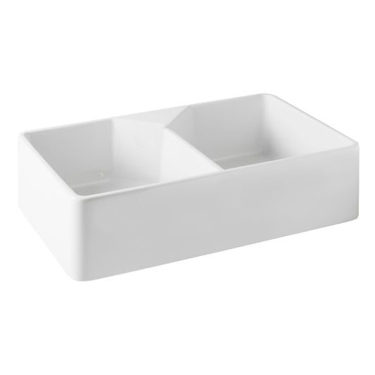 Turner Hastings Chester 80 x 50 Fireclay Double Butler Sink - Gloss White