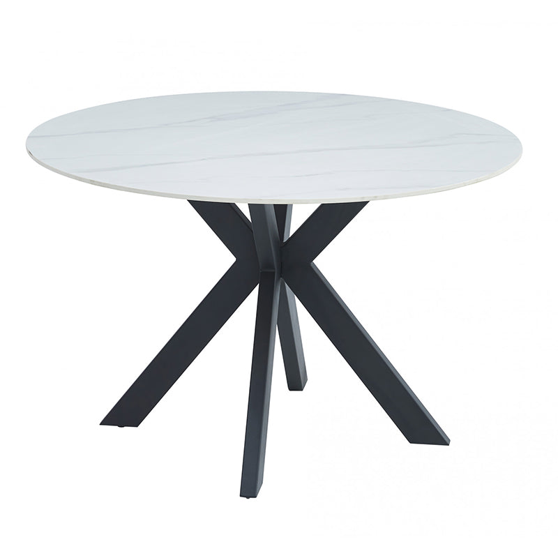 Venice 120cm Round Dining Table - Snow White/Black