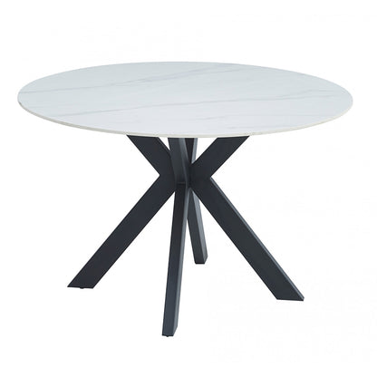 Venice 120cm Round Dining Table - Snow White/Black