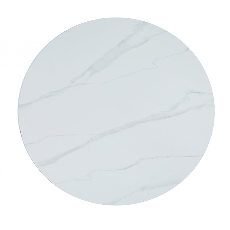 Venice 120cm Round Dining Table - Snow White/Black