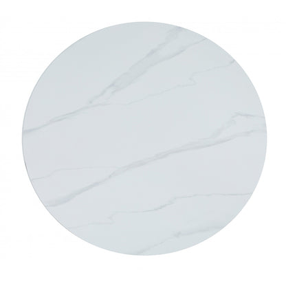 Venice 120cm Round Dining Table - Snow White/Black