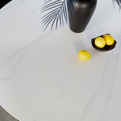 Venice 120cm Round Dining Table - Snow White/Black