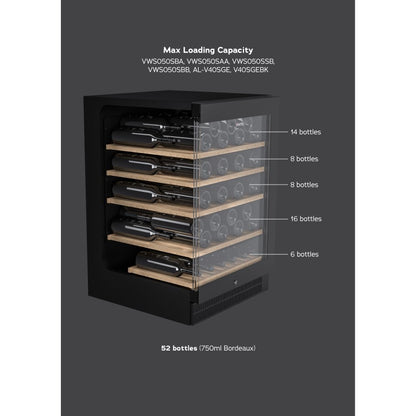 Vintec 50 Bottle Single Zone Wine Cabinet - Black