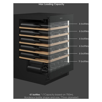 Vintec 41 Bottle Single Zone Wine Fridge Cabinet - Black