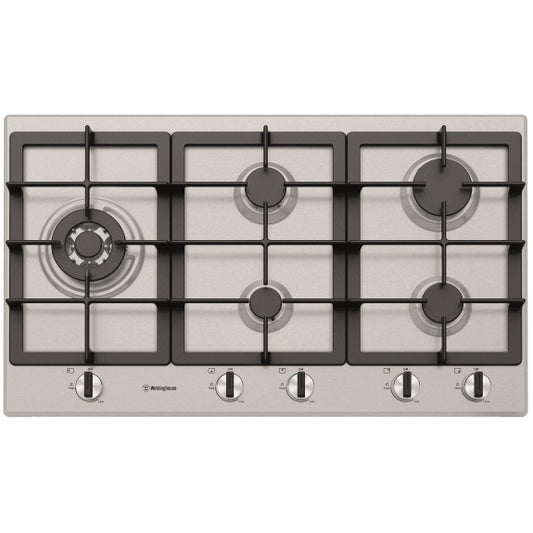 Westinghouse 90cm Gas Cooktop with Wok Burner- Stainless Steel