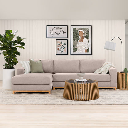 Willow 3 Seater Fabric Sofa with LHF Chaise - Light Grey